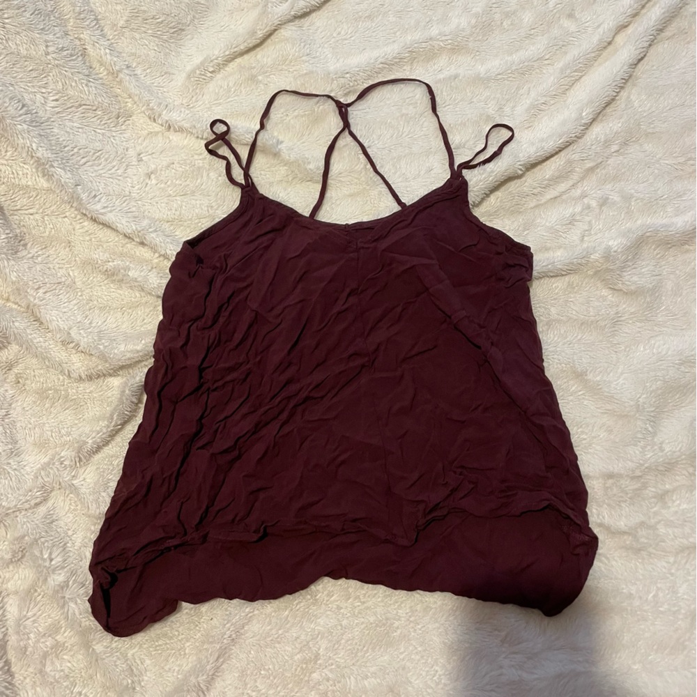 Maroon cross strap tank top